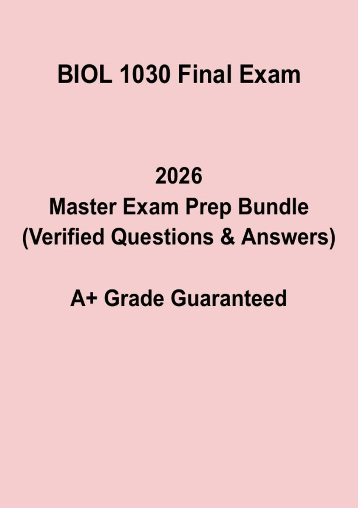 BIOL 1030 Final Exam Study Guide | Intro Biology Prep 2026 - Biology ...