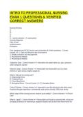 INTRO TO PROFESSIONAL NURSING EXAM 1 QUESTIONS & VERIFIED CORRECT ANSWERS