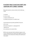 PA NOTARY PUBLIC EXAM EXAM SCRIPT 2026 QUESTIONS WITH CORRECT ANSWERS