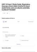 MDC III Exam 2 Study Guide&colon; Respiratory Disorders EXAM 2026 COMPLETE EXAM QUESTIONS AND ACCURATE ANSWERS &vert;ALREADY PASSED&excl;