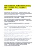 PROFESSIONAL NURSING PRACTICE QUESTIONS & VALID CORRECT ANSWERS