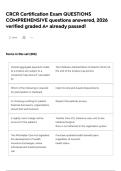 CRCR Certification Exam QUESTIONS COMPREHENSIVE questions answered&comma; 2026 verified graded A&plus; already passed&excl;