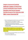Virginia Commercial Pesticide  Applicator Category 70 Aerial Pest  Control Certification Exam Practice  Questions And Correct Answers  &lpar;Verified Answers&rpar; Plus Rationale 2026  Q&A&vert; Instant Download Pdf  