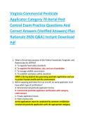 Virginia Commercial Pesticide  Applicator Category 70 Aerial Pest  Control Exam Practice Questions And  Correct Answers &lpar;Verified Answers&rpar; Plus  Rationale 2026 Q&A&vert; Instant Download  Pdf 