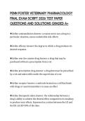 PENN FOSTER VETERINARY PHARMACOLOGY FINAL EXAM SCRIPT 2026 TEST PAPER QUESTIONS AND SOLUTIONS GRADED A&plus;