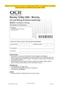 OCR AS Level Biology B &lpar;Advancing Biology&rpar; H022&sol;01 Foundations of biology Question Paper and Mark Scheme MAY 2025