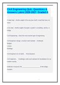 Civil Engineering Quiz&period; Questions & Answers Latest 2026-2027&period; Graded A