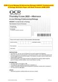 OCR A Level Biology B &lpar;Advancing Biology&rpar; H422&sol;01 Fundamentals of biology Question Paper and Mark Scheme JUNE 2025