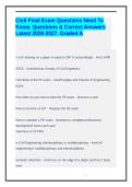 Civil Final Exam Questions Need To Know&period; Questions & Correct Answers Latest 2026-2027&period; Graded A