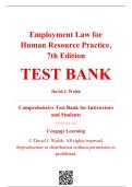 Test Bank &mdash; Employment Law for Human Resource Practice&comma; 7th Edition &mdash; David J&period; Walsh