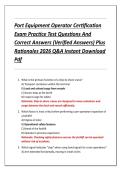 Port Equipment Operator Certification  Exam Practice Test Questions And  Correct Answers &lpar;Verified Answers&rpar; Plus  Rationales 2026 Q&A Instant Download  Pdf 