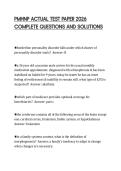 PMHNP ACTUAL TEST PAPER 2026 COMPLETE QUESTIONS AND SOLUTIONS