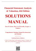Solutions Manual &mdash; Financial Statement Analysis & Valuation&comma; 6th Edition &mdash; Peter D&period; Easton&comma; Mary Lea McAnally & Gregory A&period; Sommers