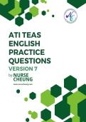 ATI TEAS English Practice Questions Version 7 &vert; Nurse Cheung &vert; 2026-2027 Edition &vert; English & Language Usage &vert; Complete TEAS Prep &vert; Pass Guaranteed - A&plus; Graded