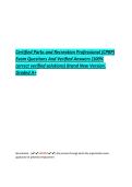 Certified Parks and Recreation Professional &lpar;CPRP&rpar;  Exam Questions And Verified Answers &lpar;100&percnt;  correct verified solutions&rpar; Brand New Version&period;  Graded A&plus; 