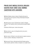 PRAXIS 5047 MIDDLE SCHOOL ENGLISH MASTER STUDY SHEET 2026 VERIFIED QUESTIONS WITH ANSWERS