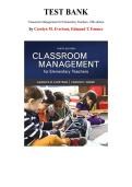 Test Bank for Classroom Management for Elementary Teachers&comma; 10th edition by Carolyn M&period; Evertson&comma; Chapter 1-12 &vert; All Chapters