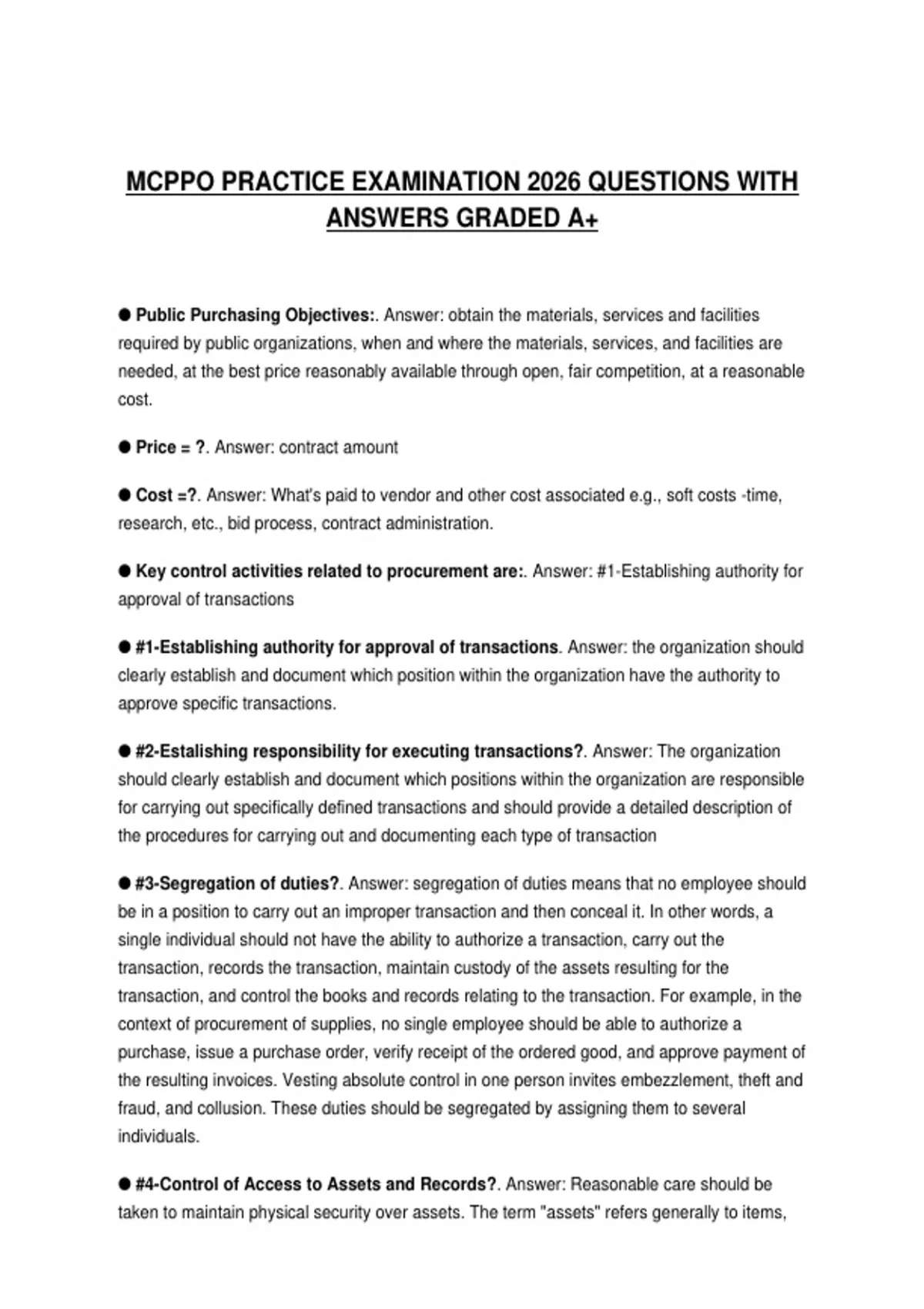 MCPPO ACTUAL EXAM PAPER 2026 QUESTIONS WITH ANSWERS GRADED A+ - MCPPO ...