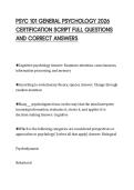 PSYC 101 GENERAL PSYCHOLOGY 2026 CERTIFICATION SCRIPT FULL QUESTIONS AND CORRECT ANSWERS