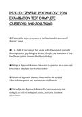 PSYC 101 GENERAL PSYCHOLOGY 2026 EXAMINATION TEST COMPLETE QUESTIONS AND SOLUTIONS