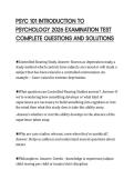 PSYC 101 INTRODUCTION TO PSYCHOLOGY 2026 EXAMINATION TEST COMPLETE QUESTIONS AND SOLUTIONS