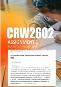 CRW2602 Assignment 1 Semester 1 ANSWERS 2026 - Due 27 March 2026
