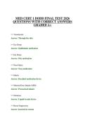 MED CERT 1 DODD FINAL TEST 2026 QUESTIONS WITH CORRECT ANSWERS GRADED A&plus;