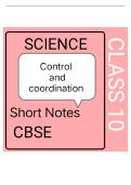 CBSE class 10th science short notes on chapter Control and coordination 