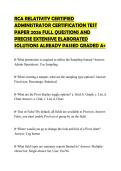 RCA RELATIVITY CERTIFIED ADMINISTRATOR CERTIFICATION TEST PAPER 2026 FULL QUESTIONS AND PRECISE EXTENSIVE ELABORATED SOLUTIONS ALREADY PASSED GRADED A&plus;