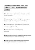 LSUS MBA 701 EXAM 2 FINAL PAPER 2026 COMPLETE QUESTIONS AND ANSWERS CORRECT