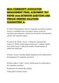M100 COMMUNITY ASSOCIATION MANAGEMENT FINAL ASSESSMENT TEST PAPER 2026 EXTENSIVE QUESTIONS AND PRECISE VERIFIED SOLUTIONS GUARANTEED A&plus;