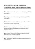 REAL ESTATE U ACTUAL PAPER 2026 QUESTIONS WITH SOLUTIONS GRADED A&plus;