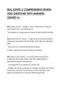 REAL ESTATE U COMPREHENSIVE REVIEW 2026 QUESTIONS WITH ANSWERS GRADED A&plus;