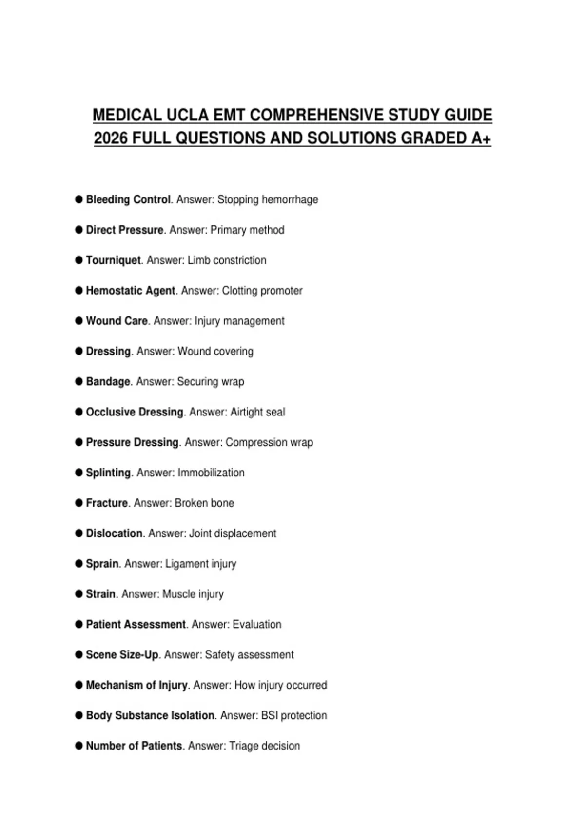 MEDICAL UCLA EMT PRACTICE EXAMINATION 2026 QUESTIONS WITH ANSWERS ...