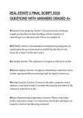 REAL ESTATE U FINAL SCRIPT 2026 QUESTIONS WITH ANSWERS GRADED A&plus;