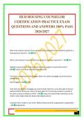 HUD HOUSING COUNSELOR CERTIFICATION PRACTICE EXAM QUESTIONS AND ANSWERS 100&percnt; PASS 2026&sol;2027