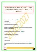 HURST REVIEW&colon; RESPIRATORY EXAM QUESTIONS AND ANSWERS 100&percnt; PASS 2026&sol;2027