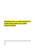 Microbiology Exam 1 Complete Questions And  Verified Answers &lpar;100&percnt; correct verified  solutions&rpar; Graded A&plus;