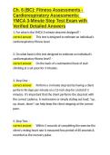 Ch&period; 6 &lpar;BC&rpar; Fitness Assessments - Cardiorespiratory Assessments YMCA 3-Minute Step Test Exam with Verified Detailed Answers&period;docx