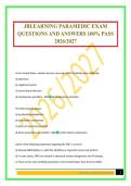 JBLEARNING PARAMEDIC EXAM QUESTIONS AND ANSWERS 100&percnt; PASS 2026&sol;2027