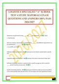 LOGISTICS SPECIALIST "A" SCHOOL TEST 4 STUDY MATERIALS EXAM QUESTIONS AND ANSWERS 100&percnt; PASS 2026&sol;2027