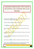 LOGISTICS SPECIALIST "A" SCHOOL TEST 1 STUDY MATERIALS EXAM QUESTIONS AND ANSWERS 100&percnt; PASS 2026&sol;2027