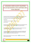 LOGISTICS SPECIALIST Exam Package Deal Questions and Verified Answers 2026