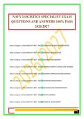 NAVY LOGISTICS SPECIALIST EXAM QUESTIONS AND ANSWERS 100&percnt; PASS 2026&sol;2027