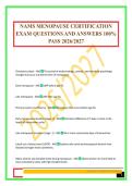 NAMS MENOPAUSE CERTIFICATION EXAM QUESTIONS AND ANSWERS 100&percnt; PASS 2026&sol;2027
