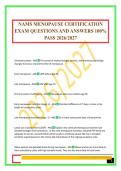 NAMS MENOPAUSE CERTIFICATION EXAM QUESTIONS AND ANSWERS 100&percnt; PASS 2026&sol;2027