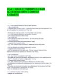 DSA 1 DATA STRUCTURES EXAM QUESTIONS WITH CORRECT ANSWERS