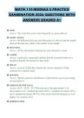MATH 110 MODULE 5 PRACTICE EXAMINATION 2026 QUESTIONS WITH ANSWERS GRADED A&plus;