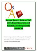 Nursing Care of Children VATI 2026 &lpar;150&plus; Questions&rpar; &ndash; PEDI001 Pediatrics&comma; Development&comma; Disorders & Nursing Interventions Q&A