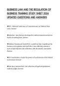 BUSINESS LAW AND THE REGULATION OF BUSINESS TRAINING STUDY SHEET 2026 UPDATED QUESTIONS AND ANSWERS